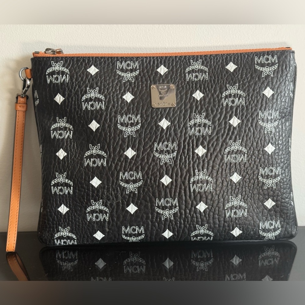 MCM Visetos Leather Clutch